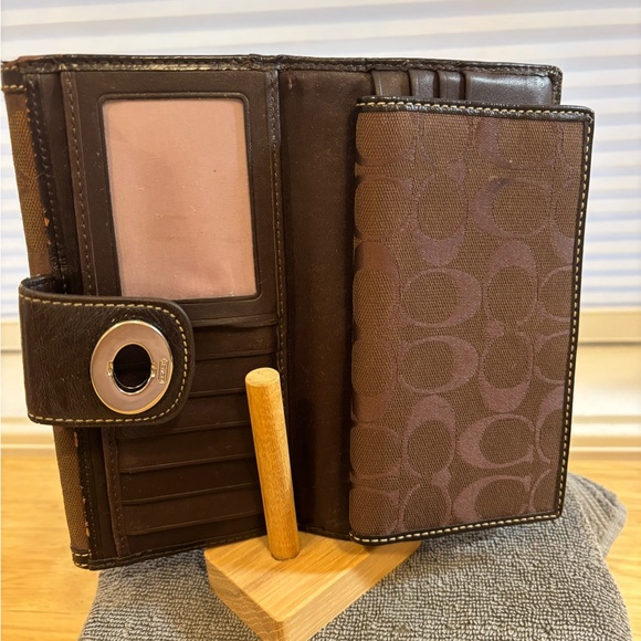 Brown Coach Wallet with Check Book Holder - Picture 2 of 11